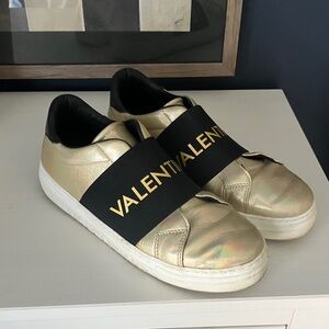 Valentino Gold and Black Athletic Shoes